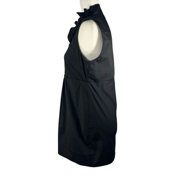 Mantu Black Sleeveless Small V-neck Button-Down Ruffled Top Blouse sz 6 - Picture 6 of 12